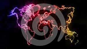 Colorful WorldÃÂ MapÃÂ on dark background, ColorfulÃÂ Glowing World Map photo